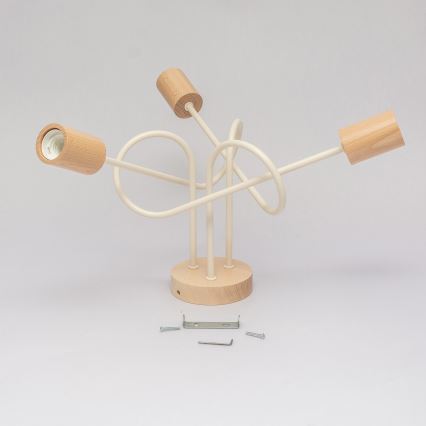 Πλαφονιέρα OXFORD 3xE27/15W/230V πεύκο/κρεμ