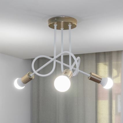 Πλαφονιέρα OXFORD 3xE27/15W/230V χρυσό/λευκό