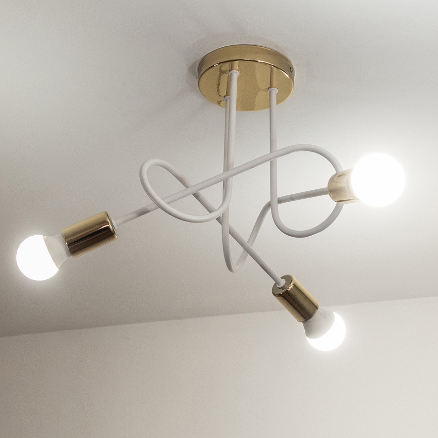 Πλαφονιέρα OXFORD 3xE27/15W/230V χρυσό/λευκό