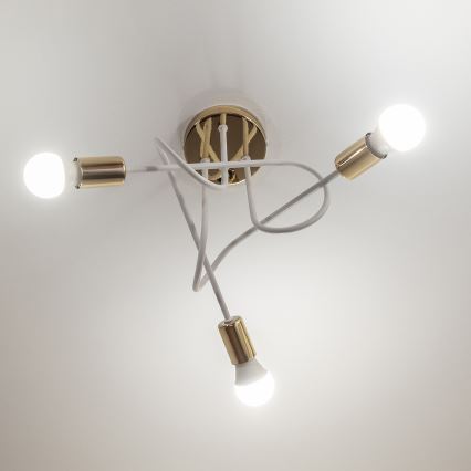 Πλαφονιέρα OXFORD 3xE27/15W/230V χρυσό/λευκό