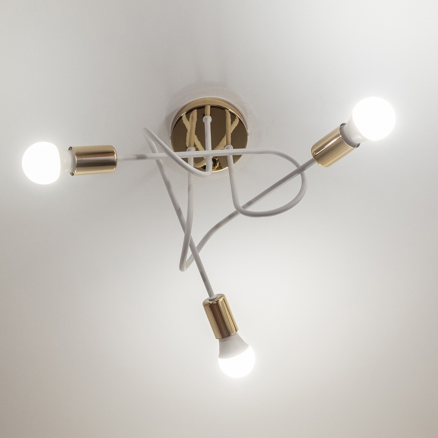 Πλαφονιέρα OXFORD 3xE27/15W/230V χρυσό/λευκό