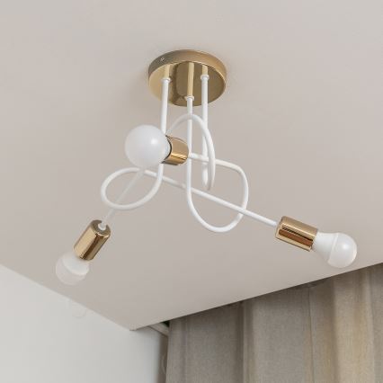 Πλαφονιέρα OXFORD 3xE27/15W/230V χρυσό/λευκό