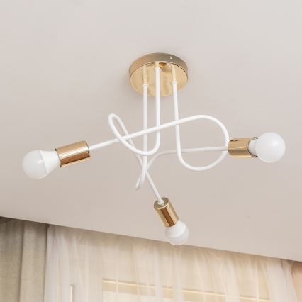 Πλαφονιέρα OXFORD 3xE27/15W/230V χρυσό/λευκό