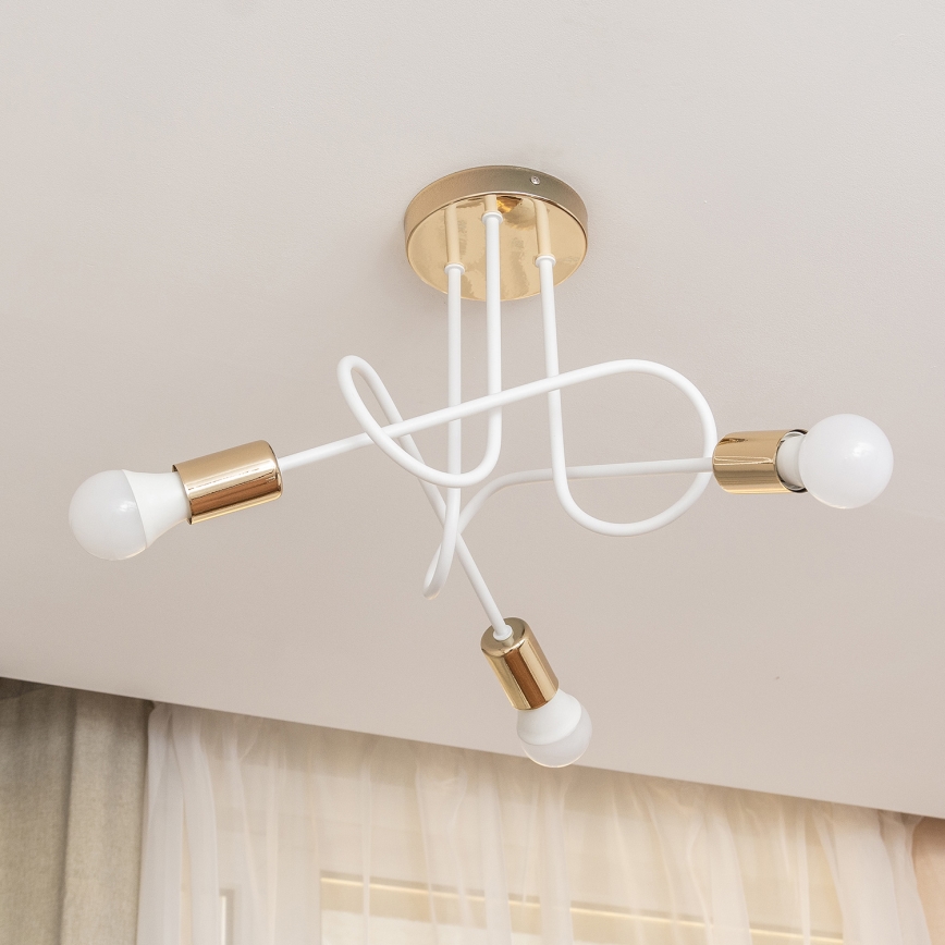 Πλαφονιέρα OXFORD 3xE27/15W/230V χρυσό/λευκό