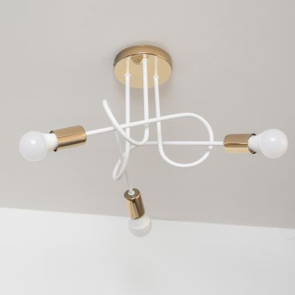 Πλαφονιέρα OXFORD 3xE27/15W/230V χρυσό/λευκό