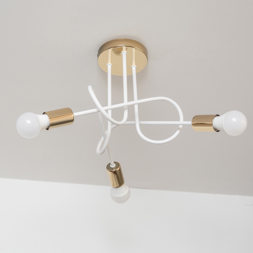 Πλαφονιέρα OXFORD 3xE27/15W/230V χρυσό/λευκό