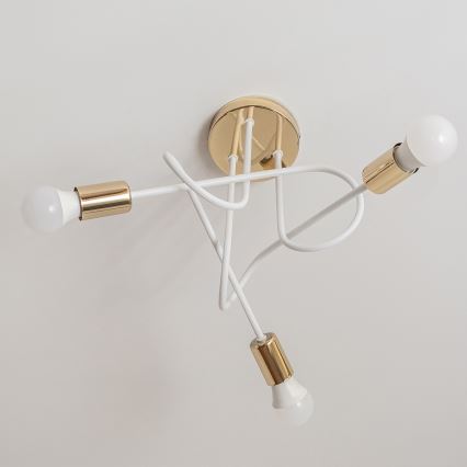 Πλαφονιέρα OXFORD 3xE27/15W/230V χρυσό/λευκό