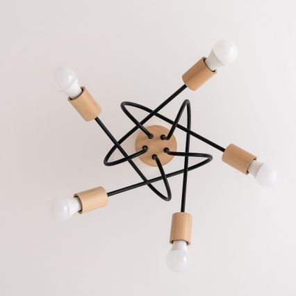 Πλαφονιέρα OXFORD 5xE27/15W/230V πεύκο/μαύρο