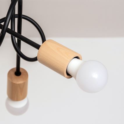 Πλαφονιέρα OXFORD 5xE27/15W/230V πεύκο/μαύρο