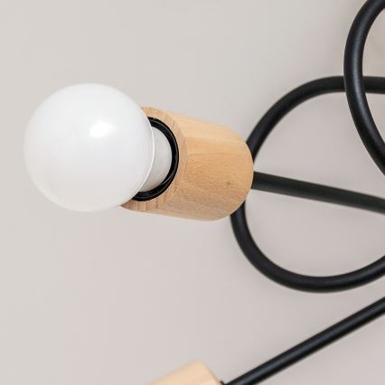 Πλαφονιέρα OXFORD 5xE27/15W/230V πεύκο/μαύρο