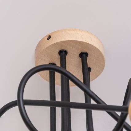 Πλαφονιέρα OXFORD 5xE27/15W/230V πεύκο/μαύρο