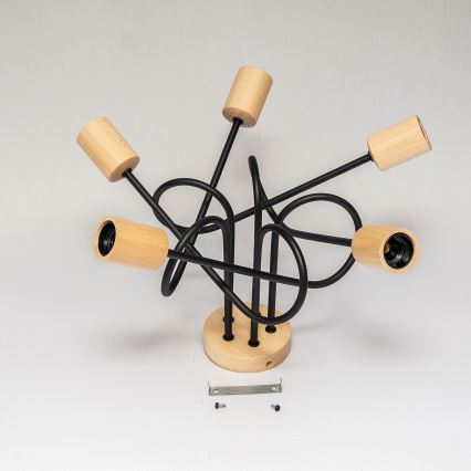 Πλαφονιέρα OXFORD 5xE27/15W/230V πεύκο/μαύρο