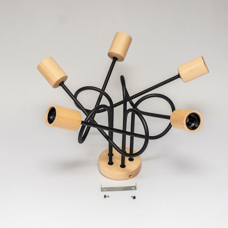 Πλαφονιέρα OXFORD 5xE27/15W/230V πεύκο/μαύρο