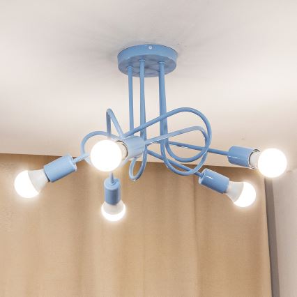 Πλαφονιέρα OXFORD 5xE27/15W/230V μπλε