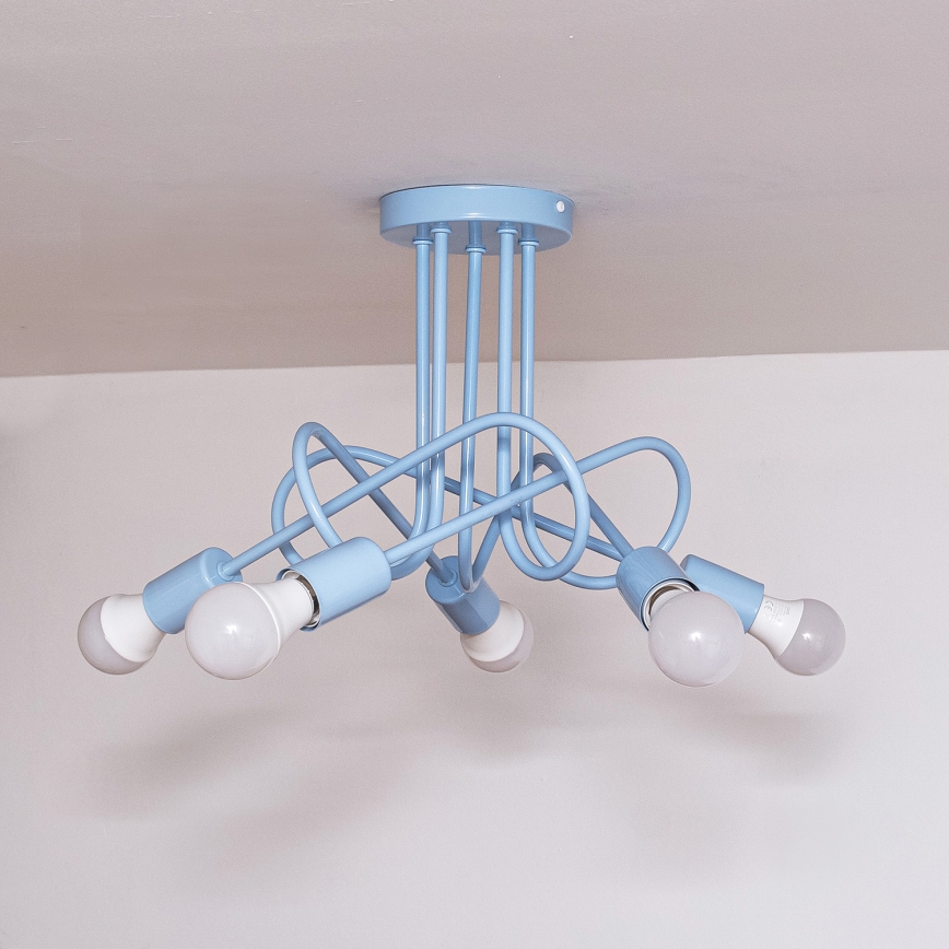 Πλαφονιέρα OXFORD 5xE27/15W/230V μπλε