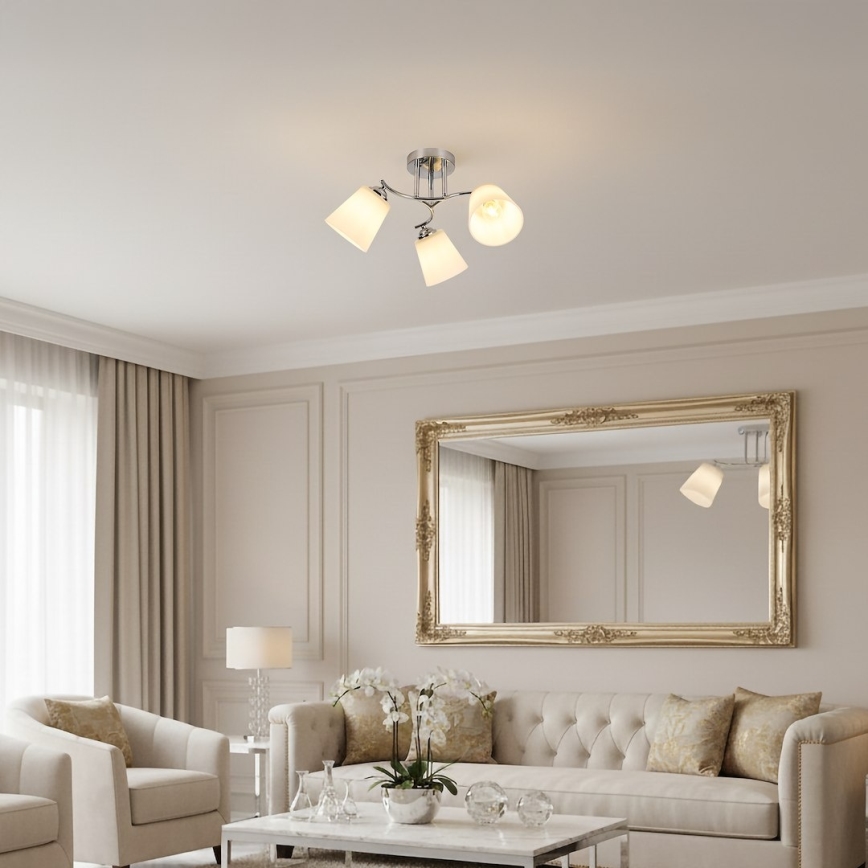 Πλαφονιέρα PAFOS 3xE27/15W/230V γυαλιστερό χρώμιο