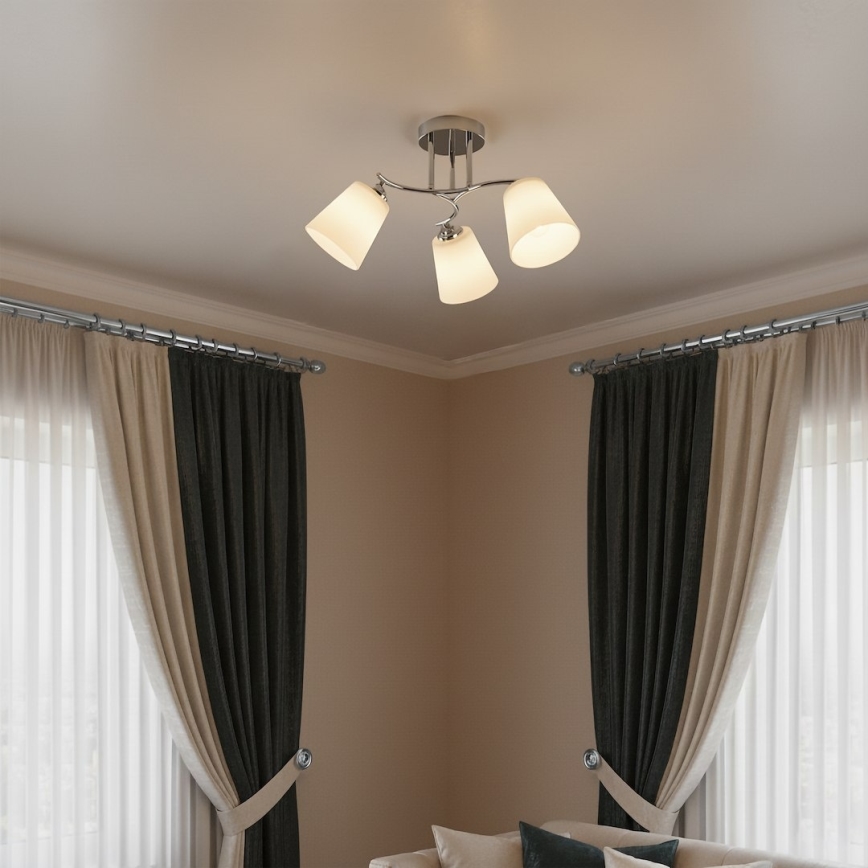 Πλαφονιέρα PAFOS 3xE27/15W/230V γυαλιστερό χρώμιο