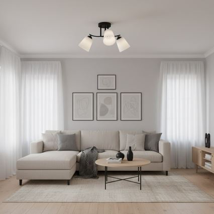 Πλαφονιέρα PAFOS 3xE27/15W/230V μαύρο