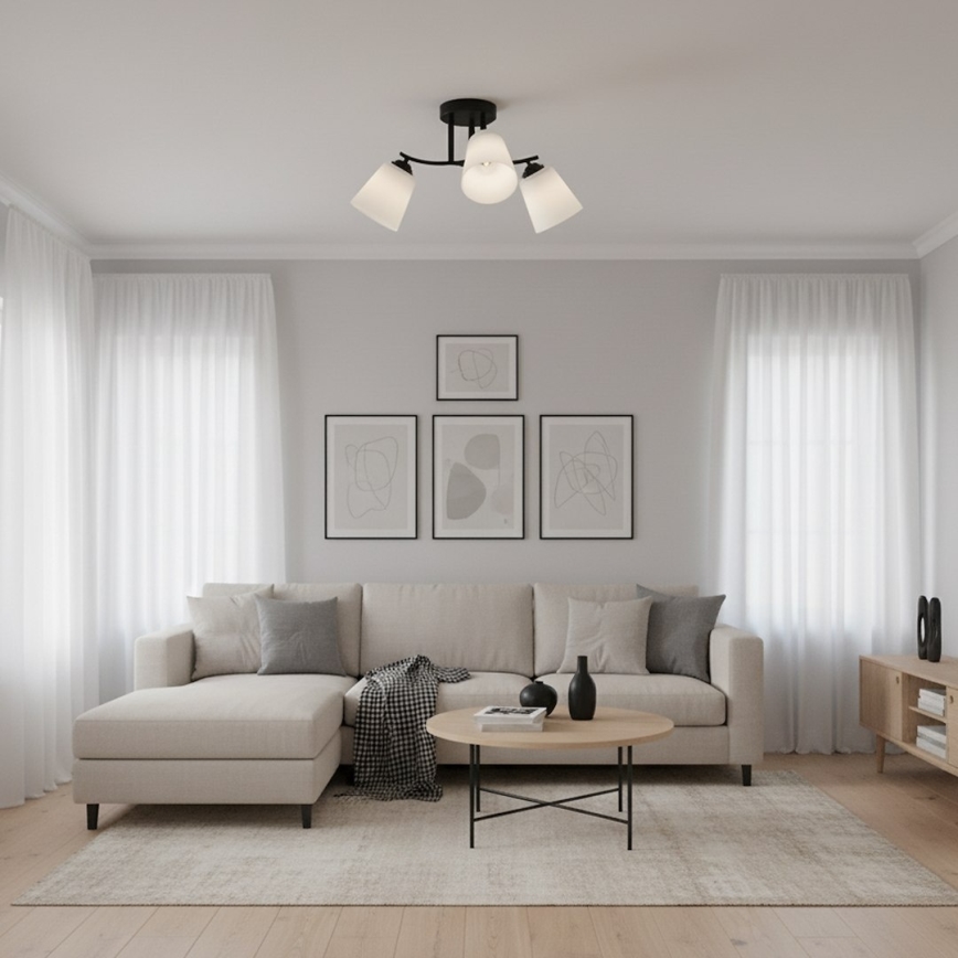 Πλαφονιέρα PAFOS 3xE27/15W/230V μαύρο