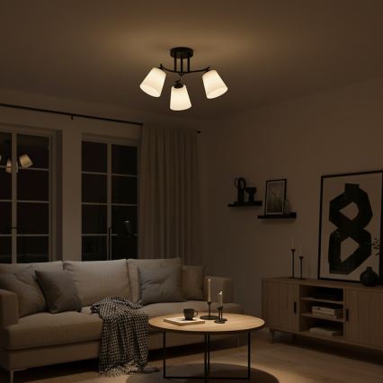 Πλαφονιέρα PAFOS 3xE27/15W/230V μαύρο