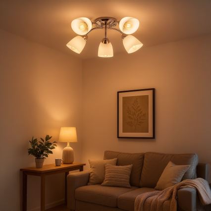 Πλαφονιέρα PORTOS 5xE14/10W/230V γυαλιστερό χρώμιο