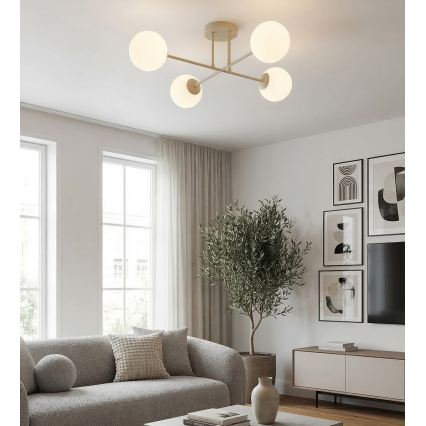 Πλαφονιέρα ROMA 4xE14/10W/230V μπεζ