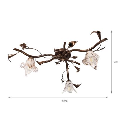 Πλαφονιέρα ROZETA 3xE14/40W/230V, μπρονζέ