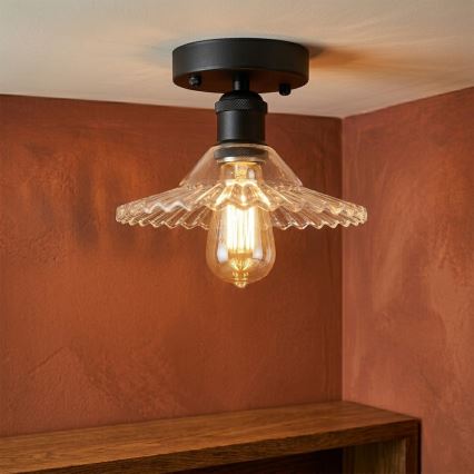 Πλαφονιέρα TRISH 1xE27/15W/230V μαύρο/διάφανο