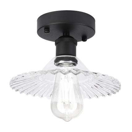 Πλαφονιέρα TRISH 1xE27/15W/230V μαύρο/διάφανο