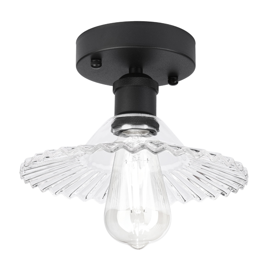 Πλαφονιέρα TRISH 1xE27/15W/230V μαύρο/διάφανο