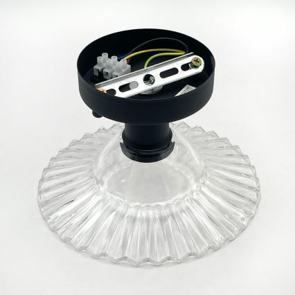 Πλαφονιέρα TRISH 1xE27/15W/230V μαύρο/διάφανο