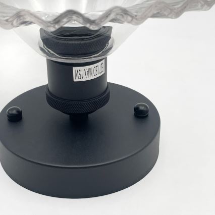 Πλαφονιέρα TRISH 1xE27/15W/230V μαύρο/διάφανο