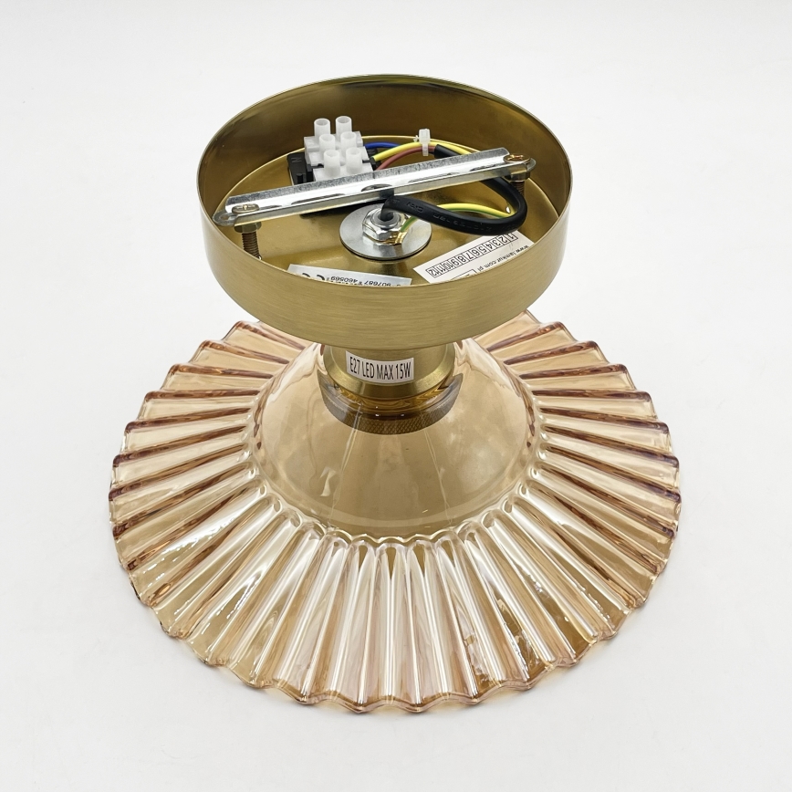 Πλαφονιέρα TRISH 1xE27/15W/230V χρυσό/καπνιστό μπεζ