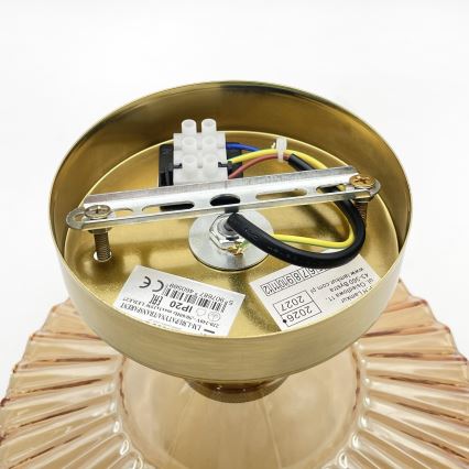 Πλαφονιέρα TRISH 1xE27/15W/230V χρυσό/καπνιστό μπεζ