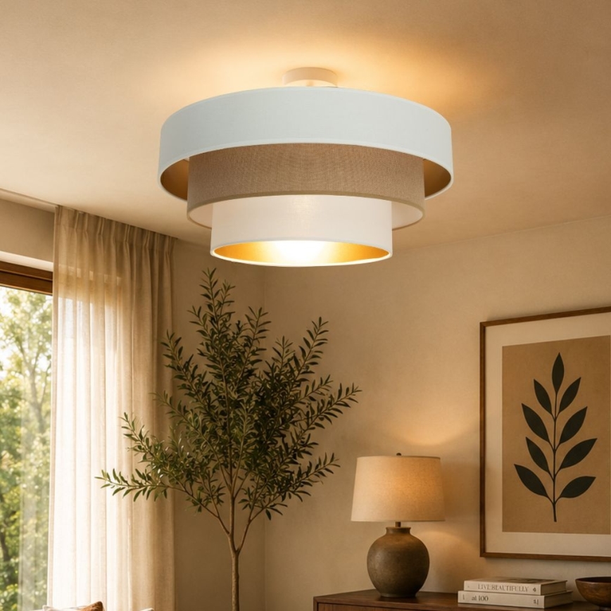 Πλαφονιέρα WENTA 1xE27/60W/230V Ø 50 εκ. λευκή/καφέ