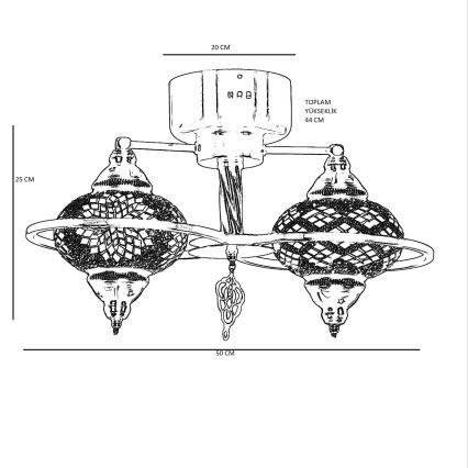 Πλαφονιέρα YENI 1xE27/40W/230V μπρονζέ