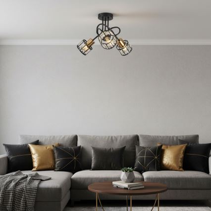 Πλαφονιέρα ZAHARA 3xE27/10W/230V μαύρη