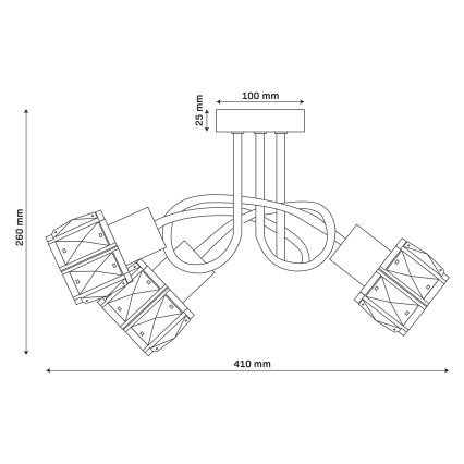 Πλαφονιέρα ZAHARA 3xE27/10W/230V μαύρη