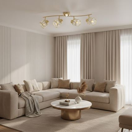 Πλαφονιέρα ZAHARA 4xE27/10W/230V χρυσή
