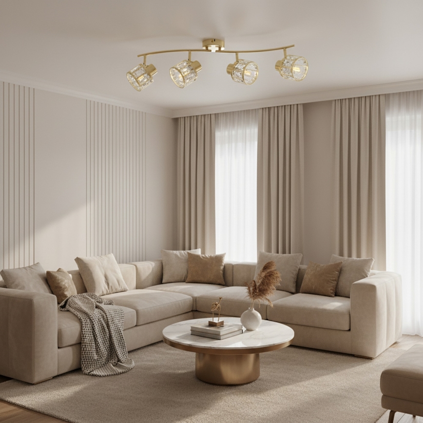 Πλαφονιέρα ZAHARA 4xE27/10W/230V χρυσή