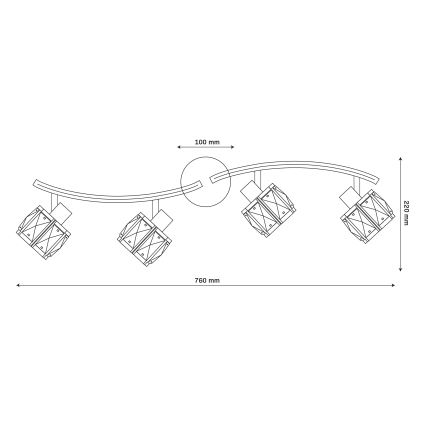 Πλαφονιέρα ZAHARA 4xE27/10W/230V χρυσή