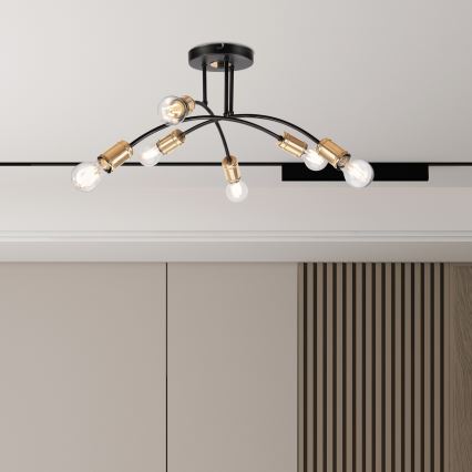 Πλαφονιέρα οροφής ANYA 6xE27/15W/230V μαύρο/χρυσό