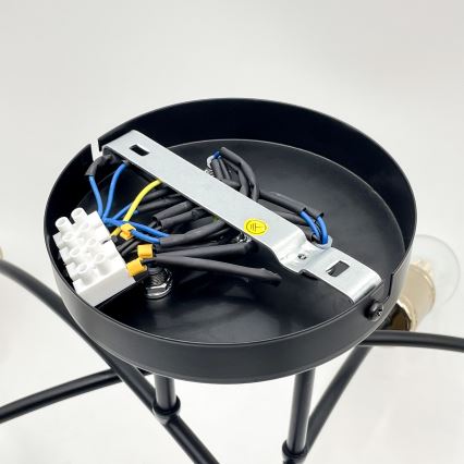 Πλαφονιέρα οροφής ANYA 6xE27/15W/230V μαύρο/χρυσό