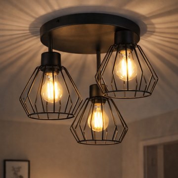 Πλαφονιέρα οροφής AUDREY 3xE27/60W/230V μαύρο