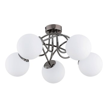 Πλαφονιέρα οροφής BANKO 5xE14/10W/230V μαύρο γυαλιστερό χρώμιο