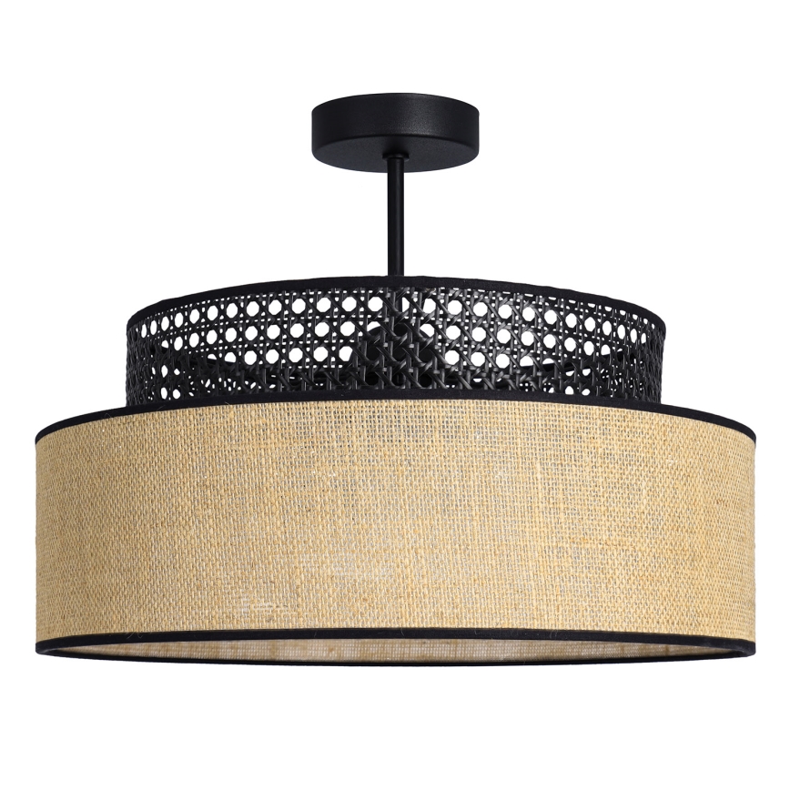 Πλαφονιέρα οροφής BOHO 1xE27/60W/230V διάμετρος 40 cm μαύρο/rattan