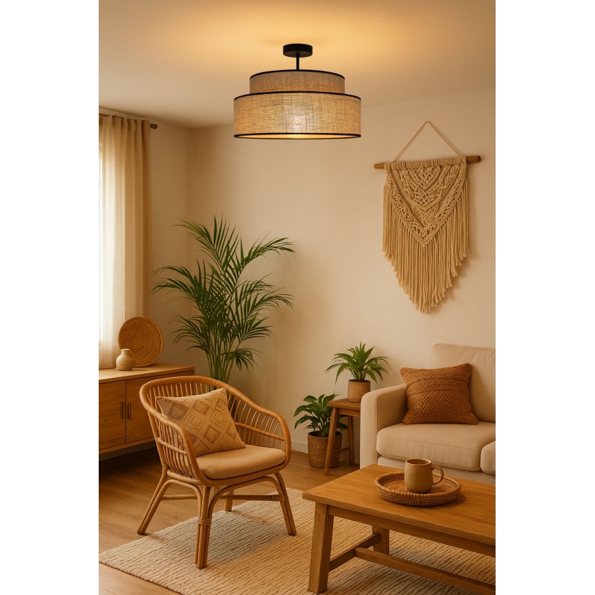 Πλαφονιέρα οροφής BOHO 1xE27/60W/230V διάμετρος 40 cm μπεζ