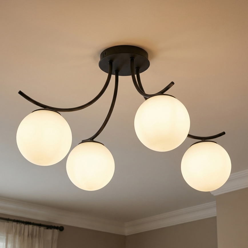 Πλαφονιέρα οροφής BOSTON 4xE14/10W/230V μαύρο