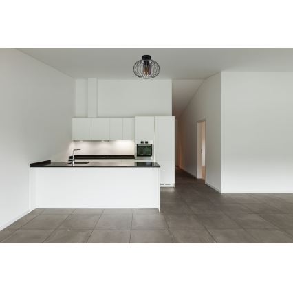 Πλαφονιέρα οροφής CORRINI 1xE27/60W/230V διάμετρος 25 cm μαύρο/γκρι