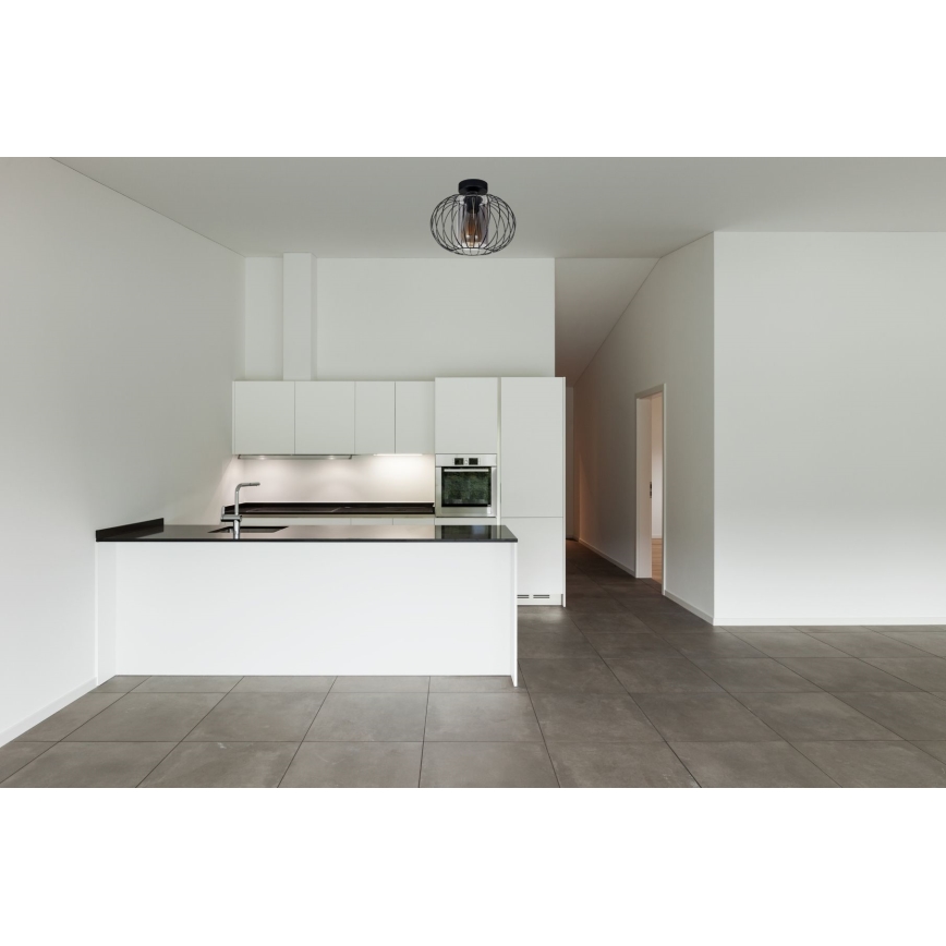 Πλαφονιέρα οροφής CORRINI 1xE27/60W/230V διάμετρος 25 cm μαύρο/γκρι